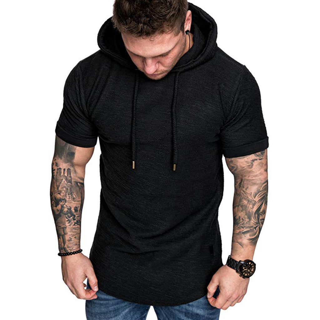 Herren Kapuzen-T-Shirt Modern Lässig Grau