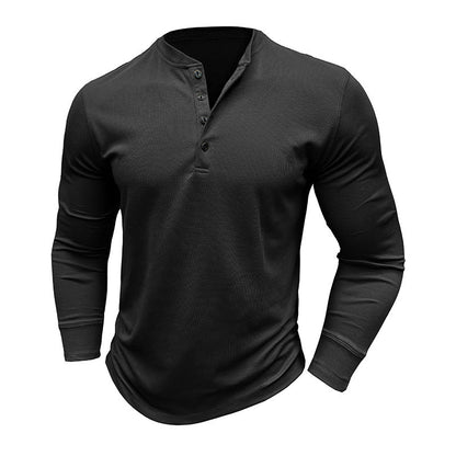 Herren Langarmshirt Modern Knopfleiste Slimfit