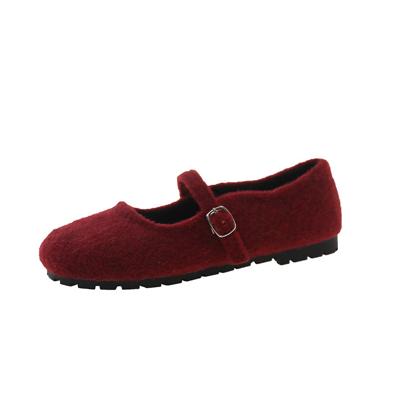 Damen Filzschuhe Bequem Elegant Riemchen Schwarz