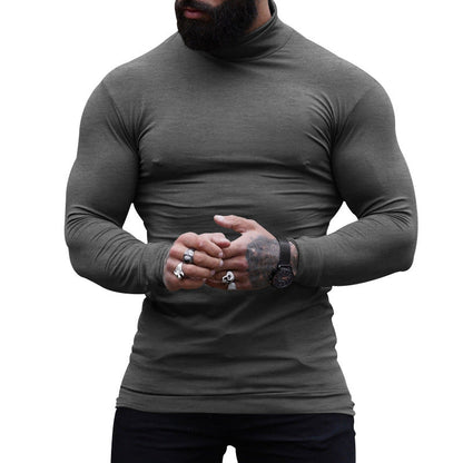 Herren T-Shirt Langarm Stehkragen Slim Fit Modern