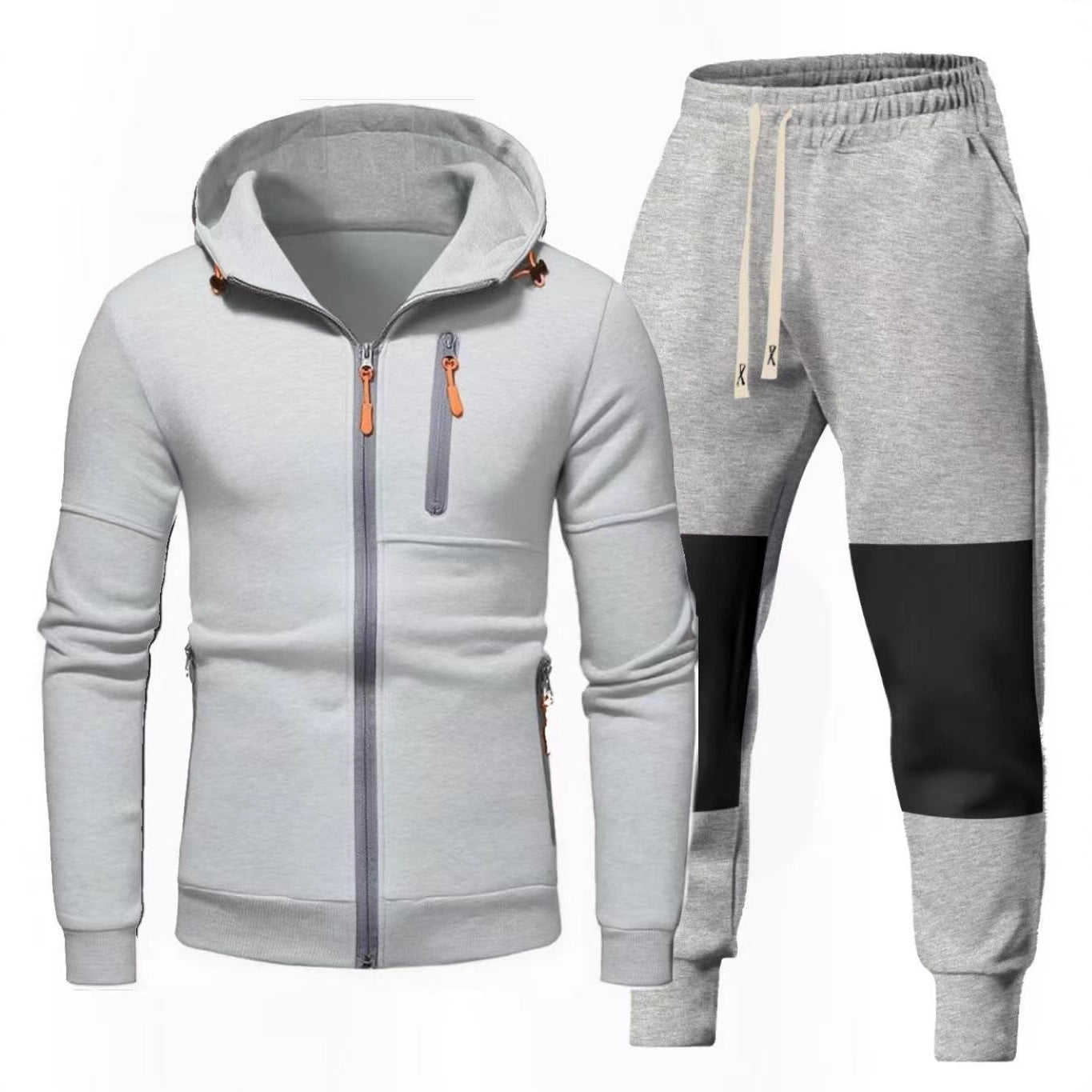 Herren Sportset Hoodie Jogginghose mit Reißverschlusstaschen