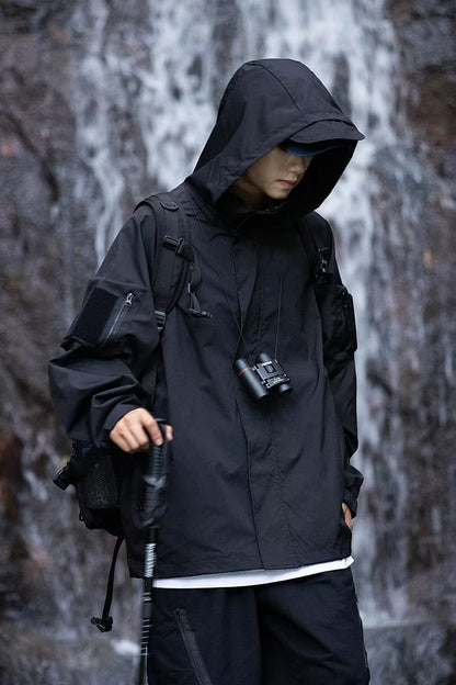 Herren Outdoorjacke Funktionell mit Taschen Verstellbares Kapuzenband