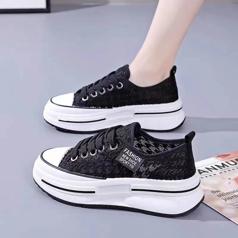 Damen Sneaker Plattform Bequem Textil Oberfläche