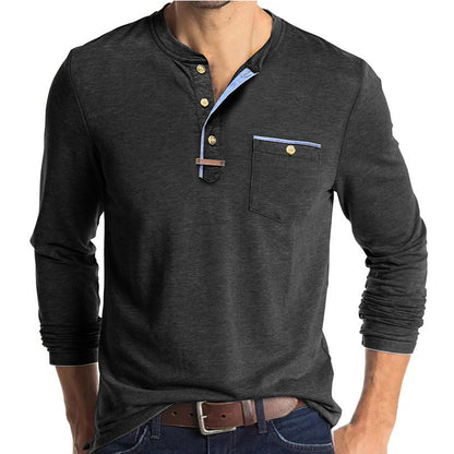 Herren Langarm-Shirt Elegantes Hemd mit Kontrast-Details Modern