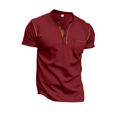 Herren Kurzarm-Shirt mit Kontraststreifen und Brusttasche Modern