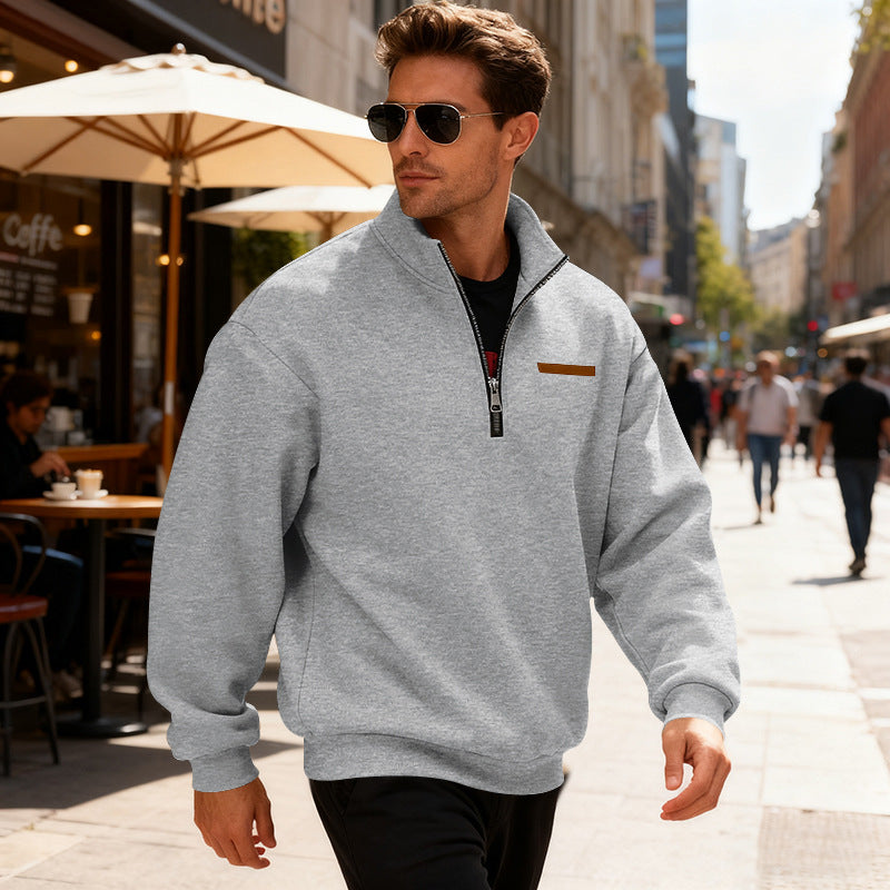 Herren Sportpullover Halbhoch Reißverschluss Modern