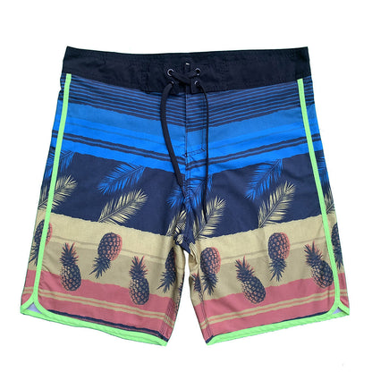 Herren Badeshorts Palmen-Ananas-Design Kordelzug Sommer
