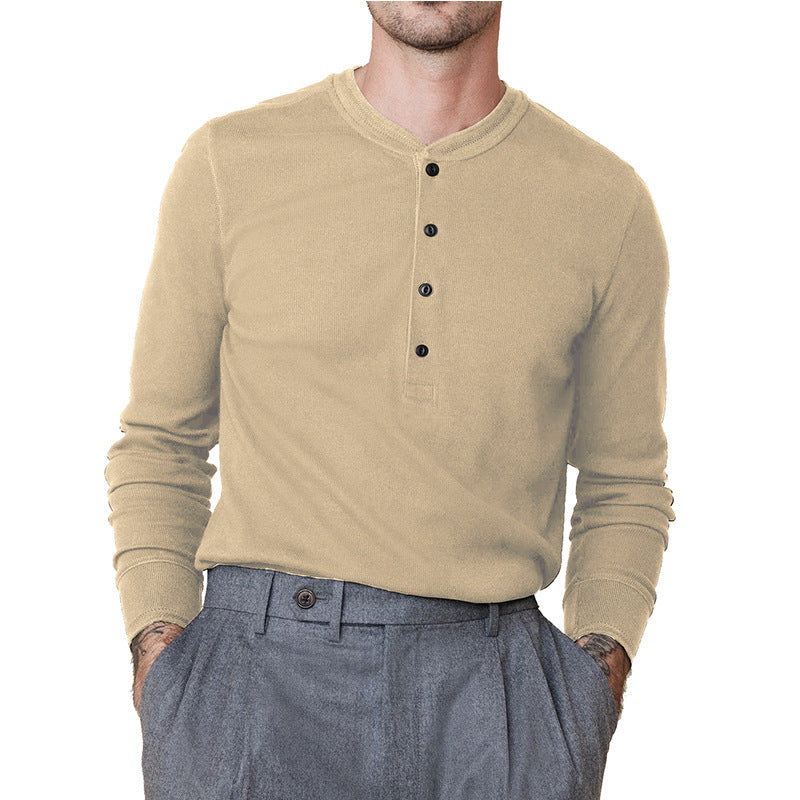 Herren Langarmshirt Weich Modern Knopfleiste