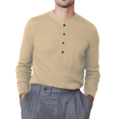 Herren Langarmshirt Weich Modern Knopfleiste