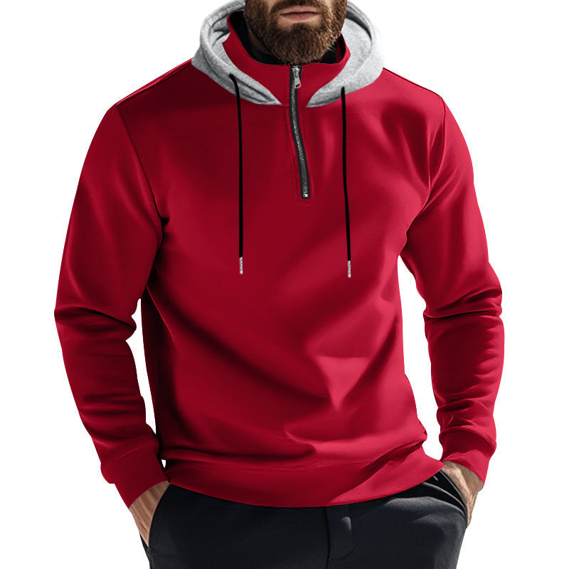 Herren Kapuzenpullover Modern mit Reißverschluss und Kontrastfutter