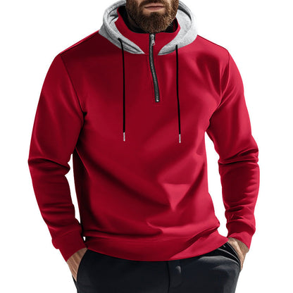 Herren Kapuzenpullover Modern mit Reißverschluss und Kontrastfutter