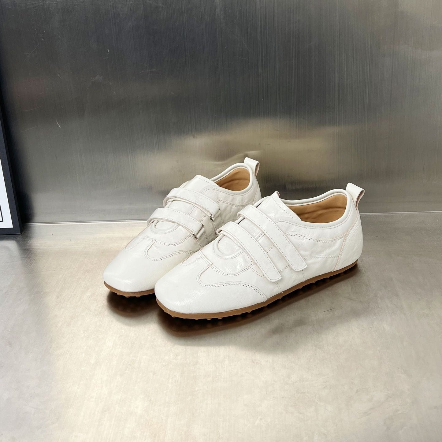 Damen Sneaker Glänzend Weich Klettverschluss