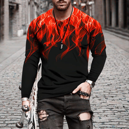 Herren Langarmshirt Flammenmuster Trendy Modern