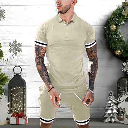 Herren Sportset Poloshirt und Shorts Sportlich Sommer