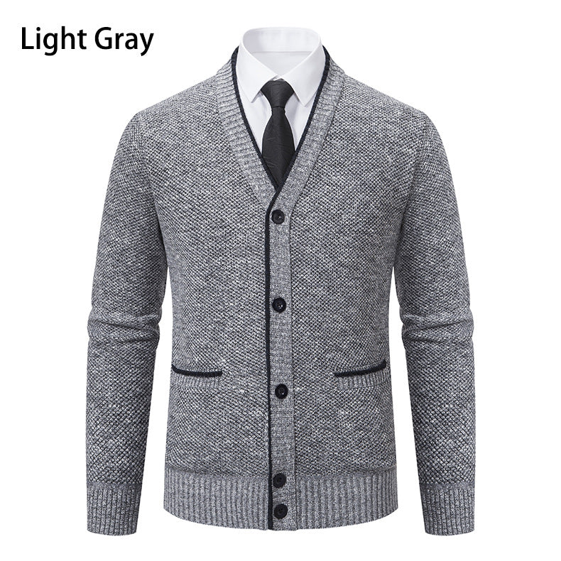 Herren Strickjacke V-Ausschnitt Elegante Details Modern
