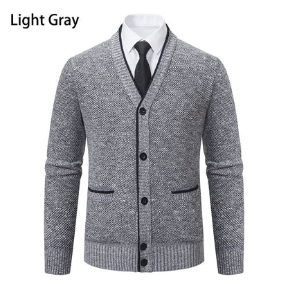 Herren Strickjacke V-Ausschnitt Elegante Details Modern