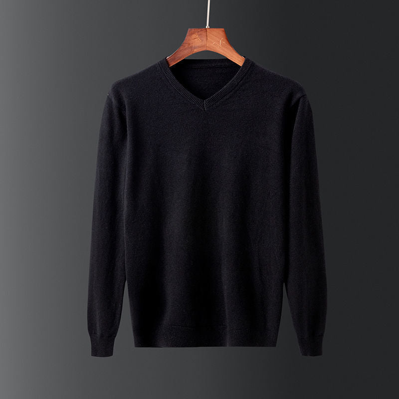 Herren Pullover V-Ausschnitt Feinwolle Elegante Ausführung