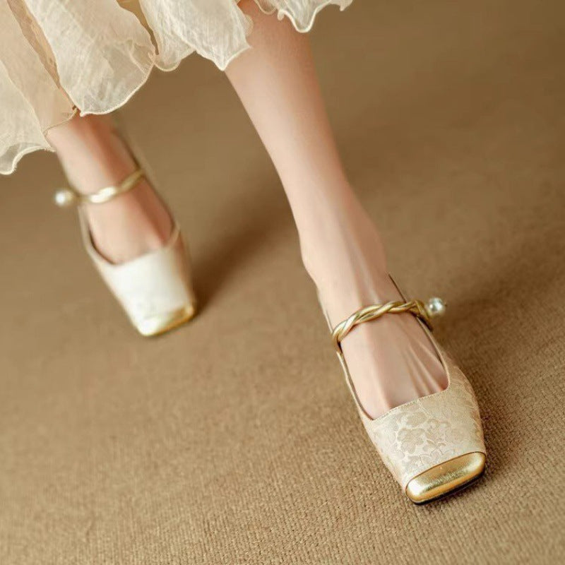 Damen Ballerinas Elegante Schmuckdetail Glitzer