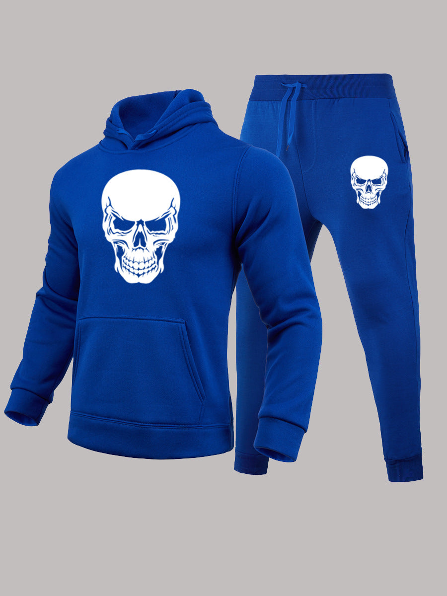 Herren Hoodie Set mit Totenkopf Design Schwarz Streetwear