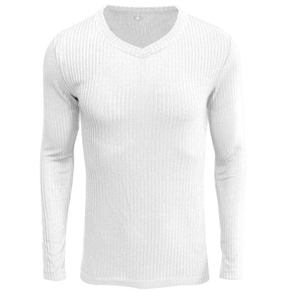 Herren Langarmshirt V-Ausschnitt Modern Elegant