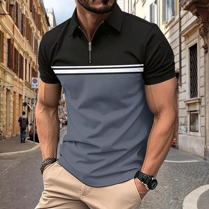 Herren Kurzarmshirt Sportlich Mit Reißverschluss Modern