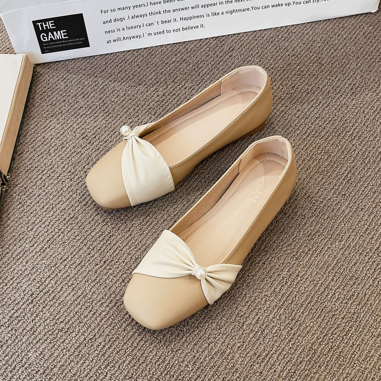 Damen Ballerinas Elegant mit Rüschendetail und Perlen - BerlinGlamour