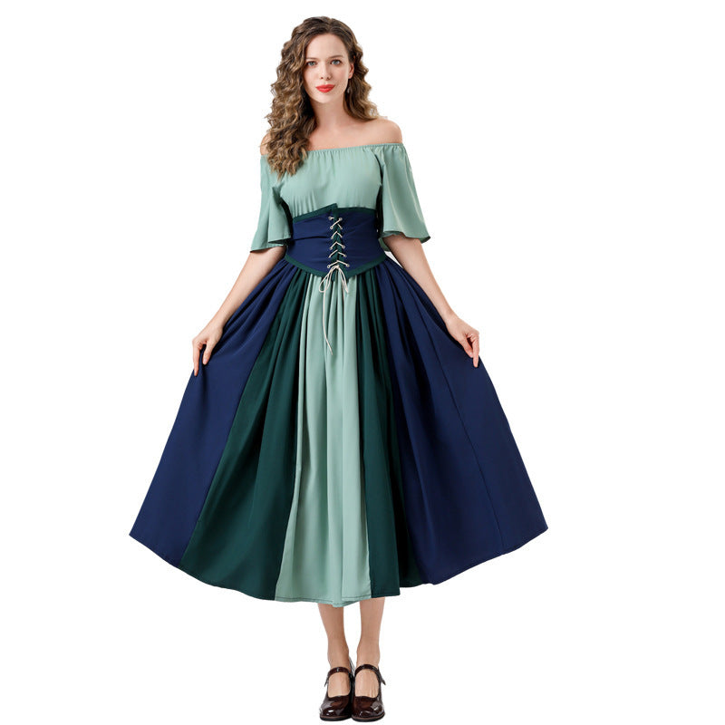Damen Maxikleid Elegant Tailliert Schnüren Ärmel Lang