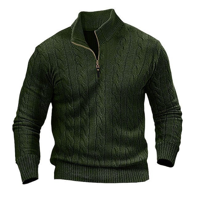 Herren Pullover Strick Elegант Stehkragen Reißverschluss