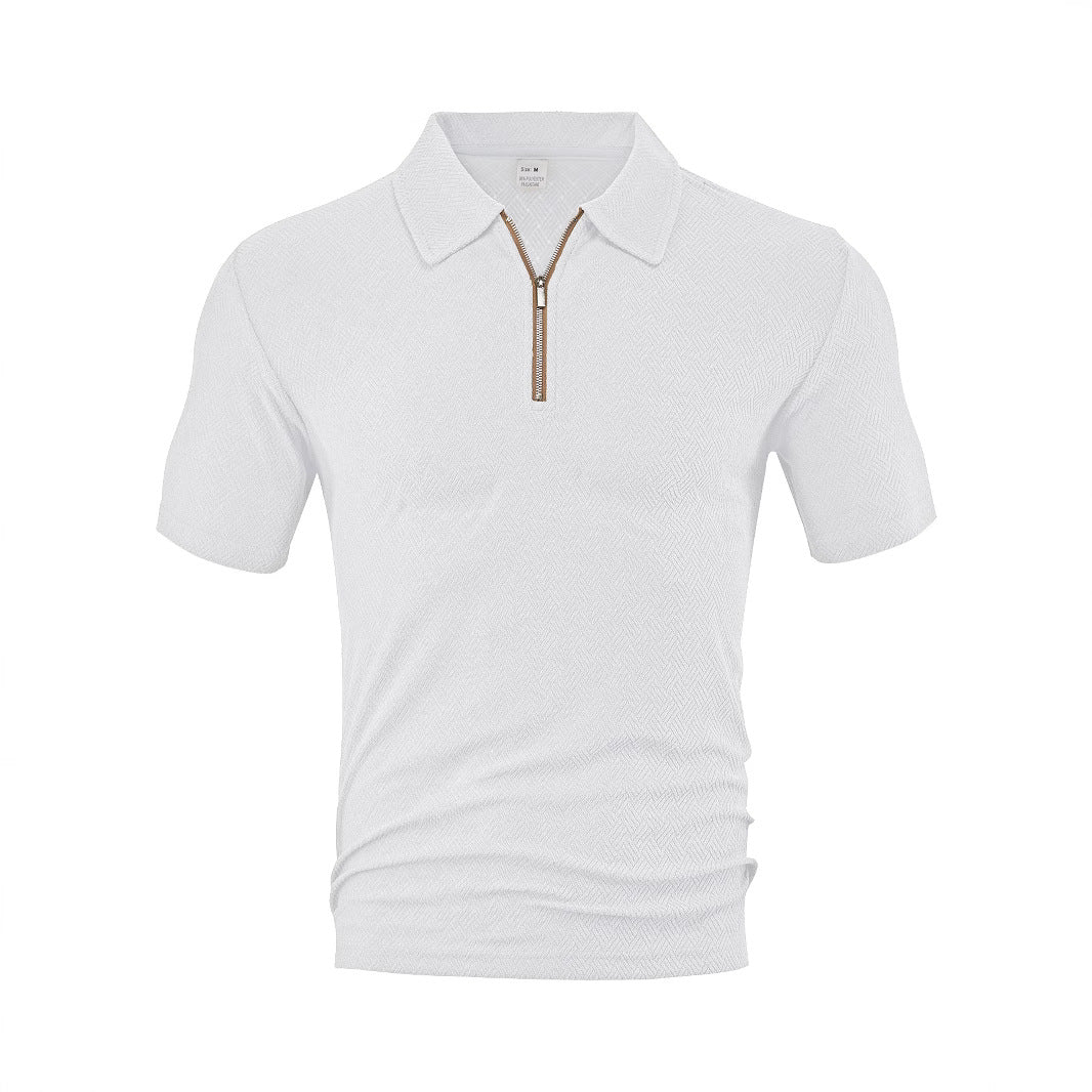 Herren Poloshirt Strukturiert Modern Reißverschluss