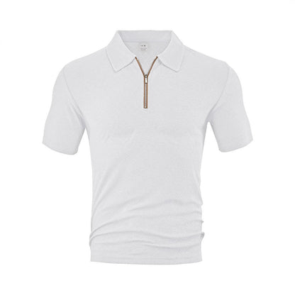 Herren Poloshirt Strukturiert Modern Reißverschluss