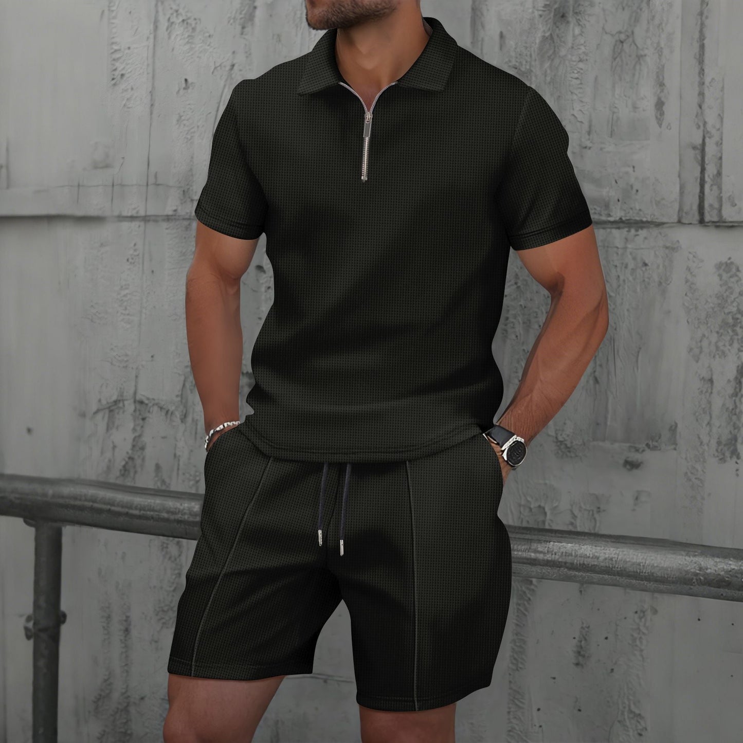 Herren Polohemd Kurzarm Sportlich mit Shorts