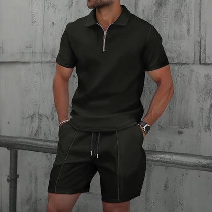 Herren Polo-Shirt Sportlich Modern Mit Reißverschluss