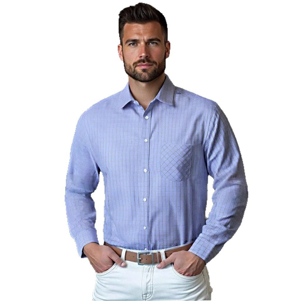 Herren Hemd Kariert Langarm Elegantes Bürohemd