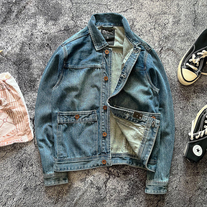 Herren Denimjacke Modern mit Taschen und Knöpfen - BerlinGlamour