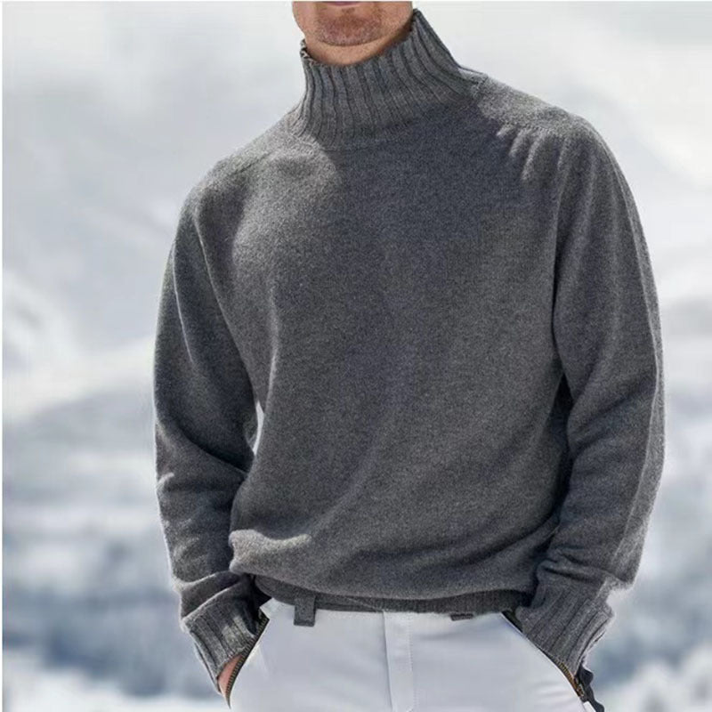 Herren Rollkragenpullover aus Merinowolle mit Struktur Optik