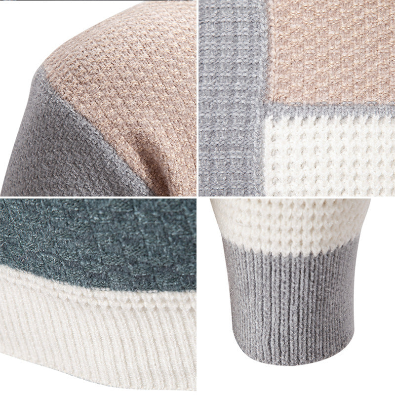 Herren Pullover Strukturiertes Farbblockdesign Modern