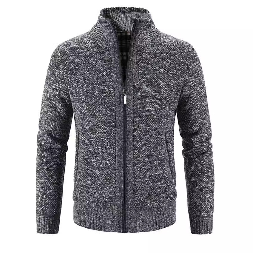 Herren Strickjacke Stehkragen Strukturiert Modern