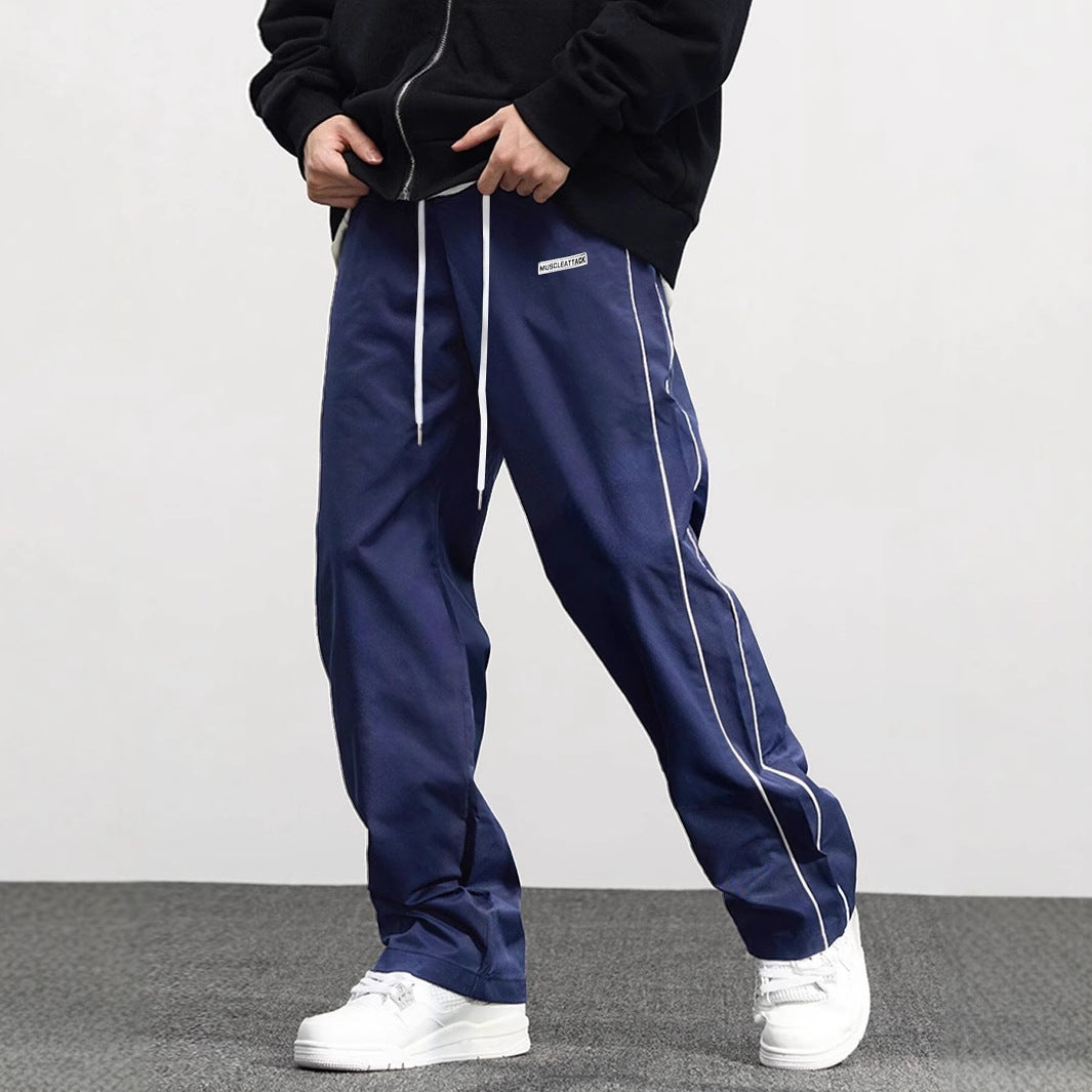 Herren Freizeithose Bequem Mit Verstellbarem Bund Streifen