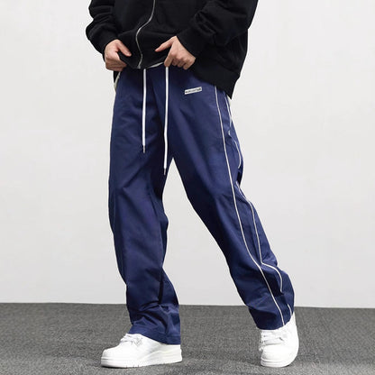 Herren Freizeithose Bequem Mit Verstellbarem Bund Streifen
