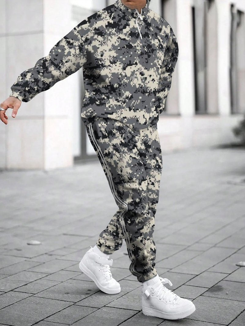 Herren Trainingsanzug Camouflage Modern Sportlich