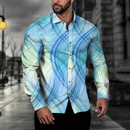 Herren Langarmhemd Boucle Muster Modern Stilvoll - BerlinGlamour