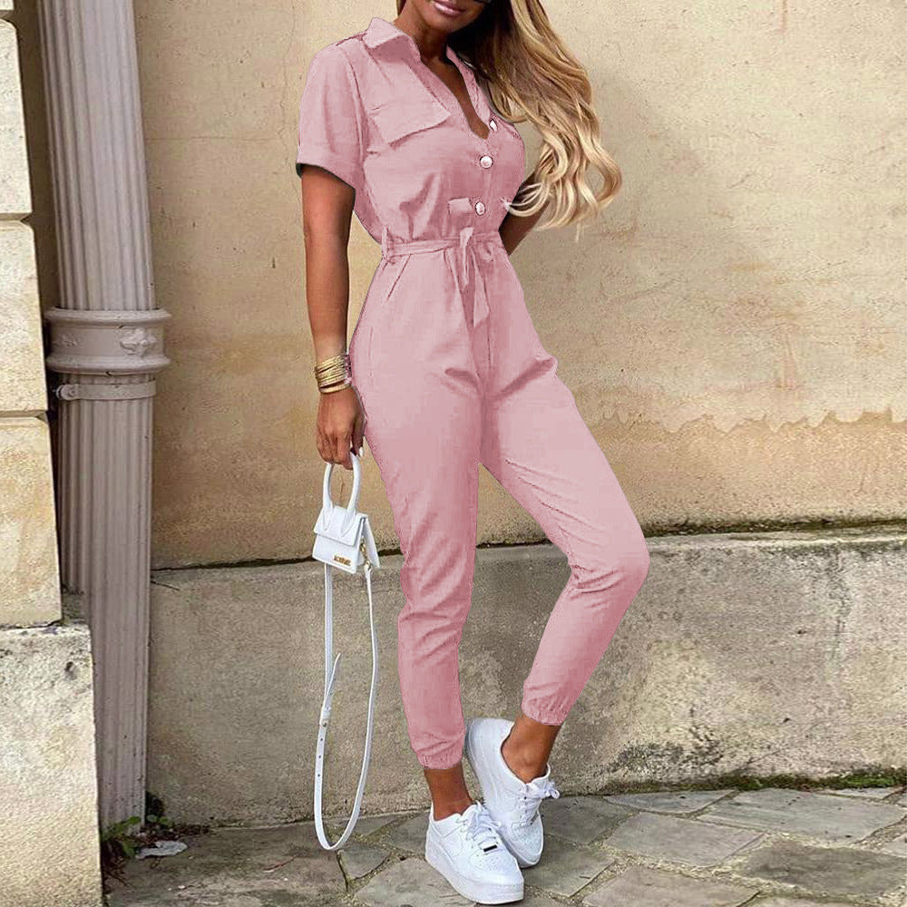 Damen Jumpsuit Modern mit Taschen und Taillenschnitt