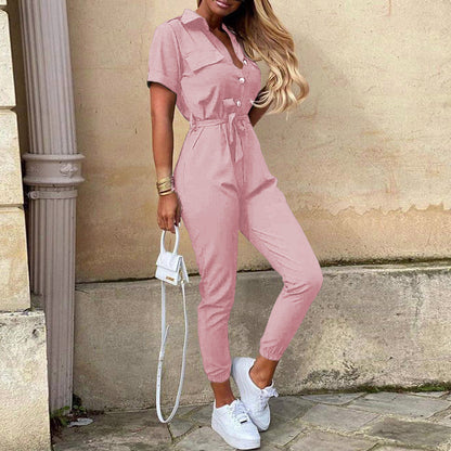 Damen Jumpsuit Modern mit Taschen und Taillenschnitt