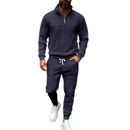 Herren Trainingsanzug Strick mit Taschen und Reißverschluss Sportlich