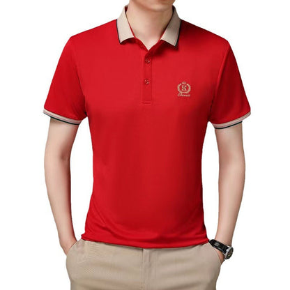 Herren Poloshirt Atmungsaktiv Kontrastkragen Elegant