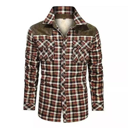Kariertes Flanellhemd Herren Warm Modern
