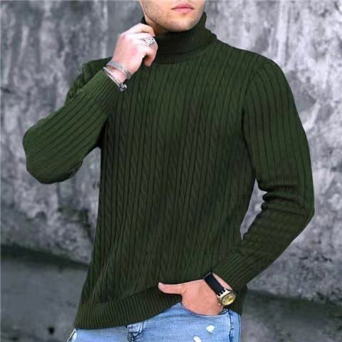 Herren Strickpullover Modern Rippmuster Hochkragen