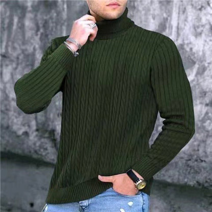 Herren Strickpullover Modern Rippmuster Hochkragen