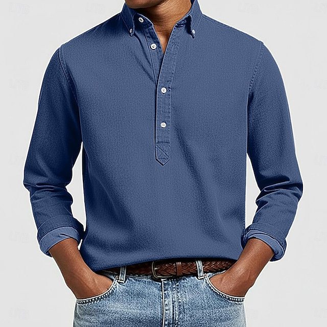 Herren Langarmhemd Moderner Kragen Slim Fit