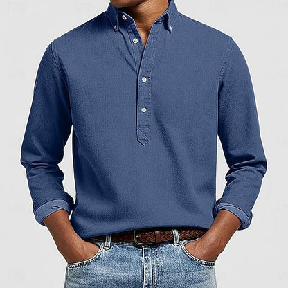 Herren Langarmhemd Moderner Kragen Slim Fit